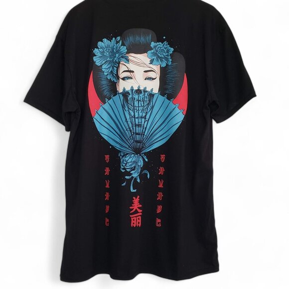 RGSTR Geisha Skull Shirt Fan Men's Chunky Japanese Eastern Graphic Anime XXL - Picture 1 of 5